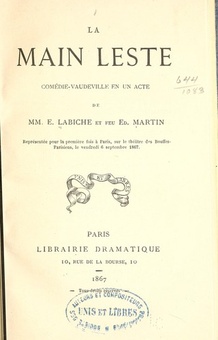 Couverture de LA MAIN LESTE