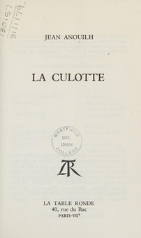 Couverture de LA CULOTTE